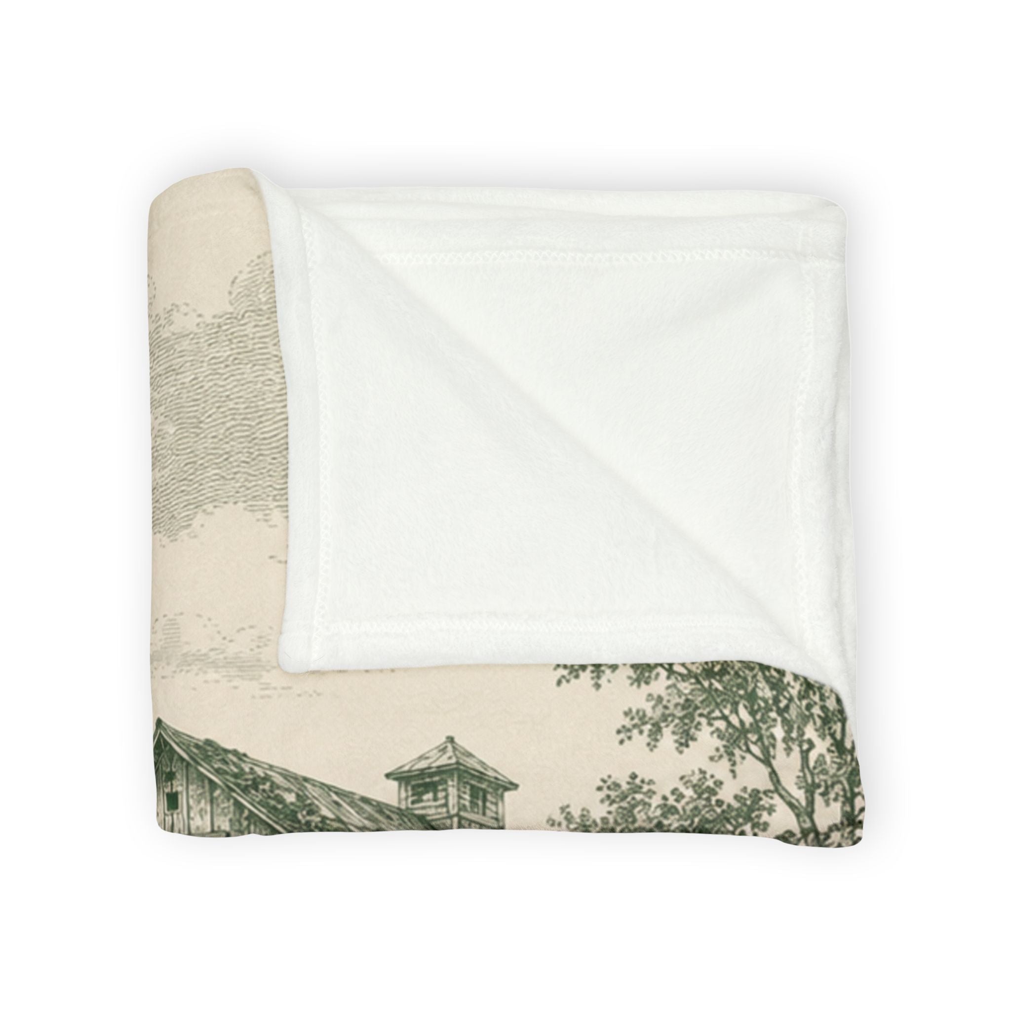 Country Farmhouse Throw Blanket — Vintage Barn, Windmill & Longhorn Scene