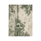 Country Farmhouse Throw Blanket — Vintage Barn, Windmill & Longhorn Scene