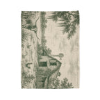 Country Farmhouse Throw Blanket — Vintage Barn, Windmill & Longhorn Scene