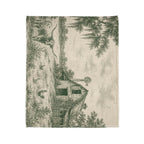 Country Farmhouse Throw Blanket — Vintage Barn, Windmill & Longhorn Scene