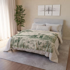 Country Farmhouse Throw Blanket — Vintage Barn, Windmill & Longhorn Scene